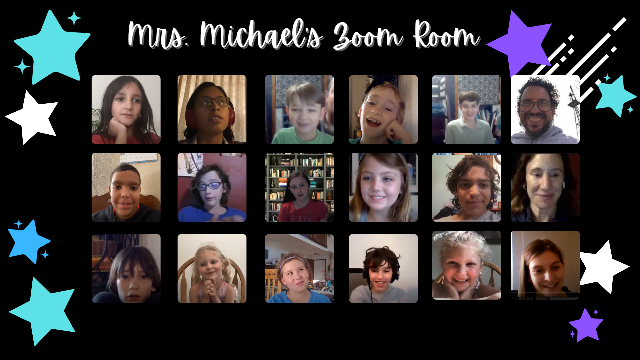 A grid of photographs of Mrs. Michael's Classroom on Zoom.